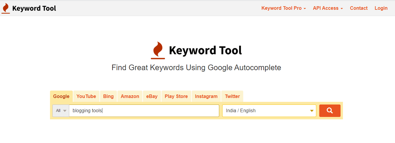 keywordtool.io Free Blogging Tools